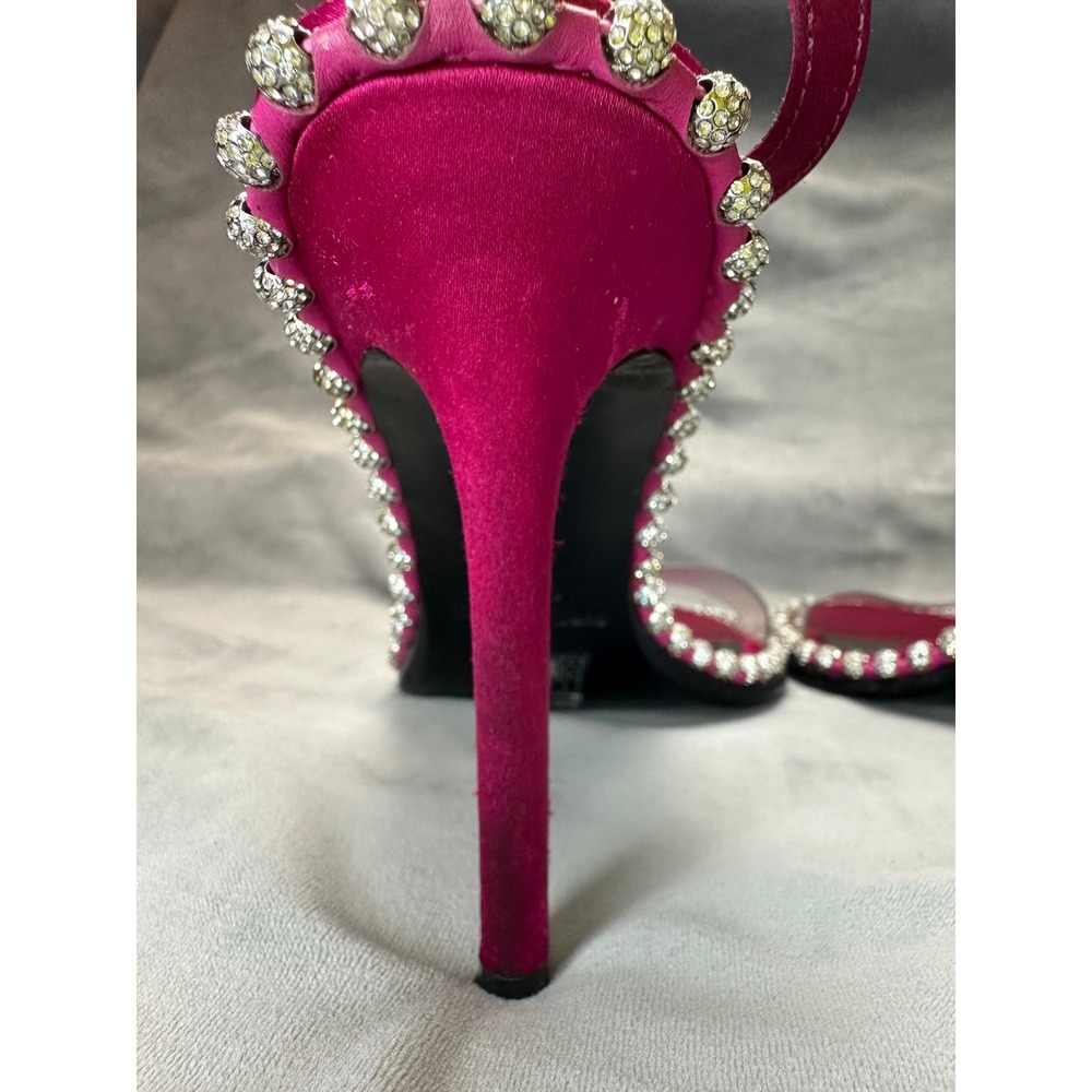 Alexander Wang Nova PVC Slingback Heels Fuchsia Satin Crystal Trim EU 36 - Picture 9 of 16